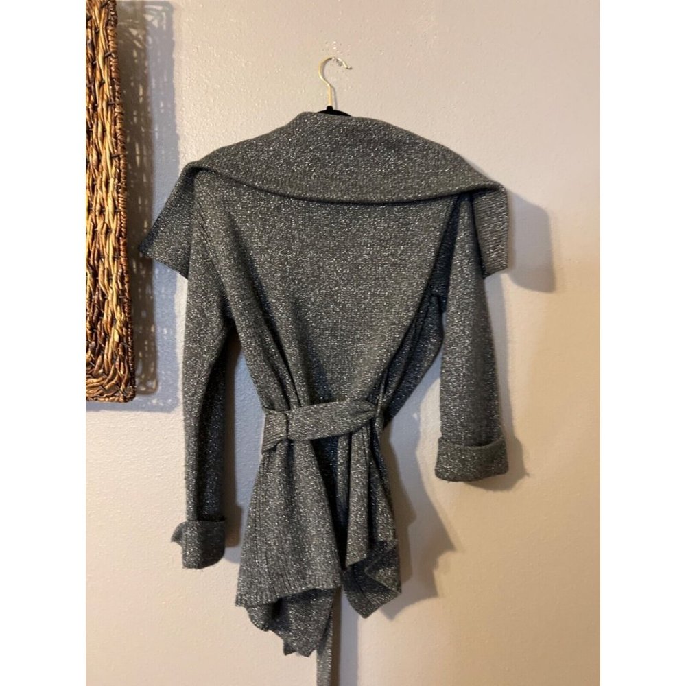 Talbots Charcoal Gray Wrap Wool-Blend Belted Cardigan - Picture 8 of 10